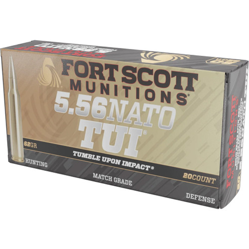 Fort Scott Munitions Rifle Ammo 5.56 NATO 62 gr. TUI Brass 20 rd.