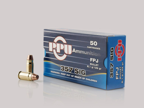 PPU .357 Sig Ammo 125gr FMJ Ammunition - 50 Rounds