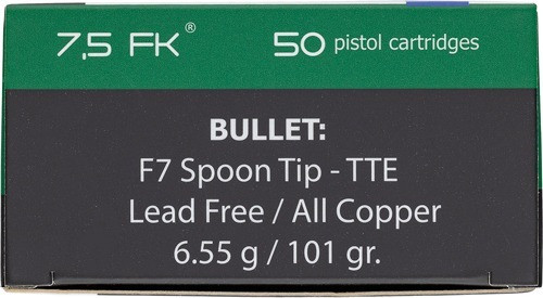 FK BRNO 7.5 FK Ammo 101gr Copper Solid Ammunition - 50 Rounds