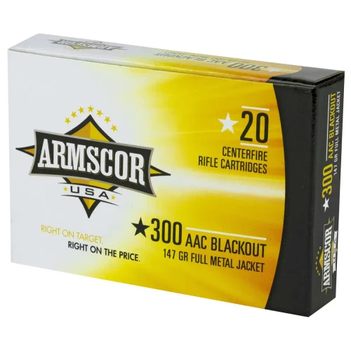 Armscor 300 AAC Blackout Ammo 147gr FMJ Ammunition - 20 Rounds