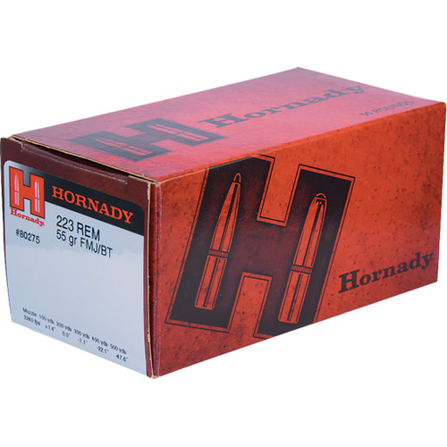 Hornady 223 Ammo 55gr FMJ Ammunition - 50 Rounds