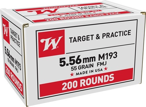 Winchester Ammunition 5.56x45mm NATO Ammo 55gr FMJ Ammunition - 200 Rounds