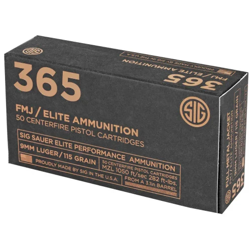 Sig Sauer 9mm Ammo 115gr FMJ Ammunition - 50 Rounds