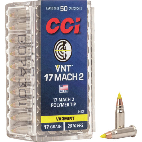 CCI 17 Hornady Mach 2 Ammo 17gr VNT Ammunition - 50 Rounds