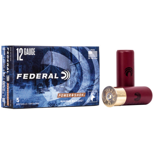 Federal 12 Gauge Ammo 1-3/16 oz #00 Buck Lead Ammunition - 5 Rounds