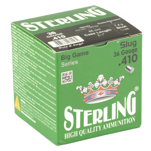 Sterling 410 Gauge Shotgun Ammunition 8.698779962E+12 2.5" Rifled Slug - 25 Shells