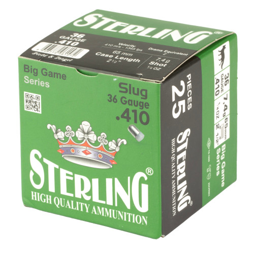 Sterling 410 Gauge Shotgun Ammunition 8.698779962E+12 2.5" Rifled Slug - 25 Shells
