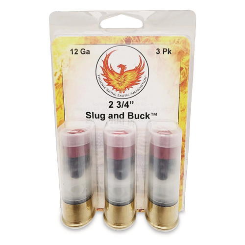Phoenix Rising 12 Gauge Ammo 7/8 oz FSJ Slug + 00 Buckshot Ammunition - 3 Rounds
