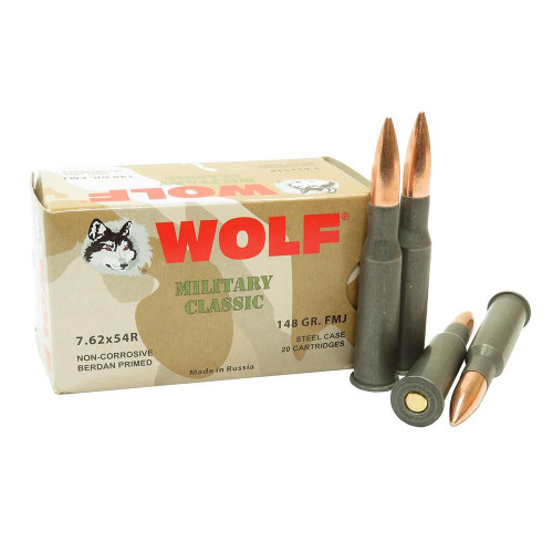 Wolf 7.62x54r Ammo 148gr FMJ Ammunition - 20 Rounds