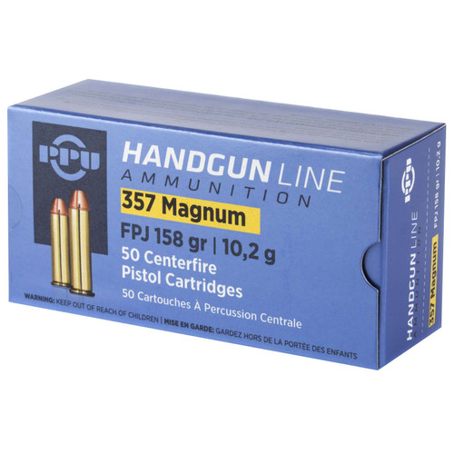 PPU .357 Magnum Ammo 158gr FPJ Ammunition - 50 Rounds