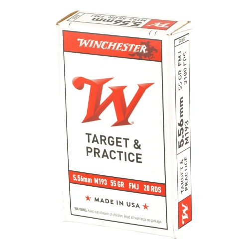 Winchester 5.56x45mm NATO Ammo 55gr FMJ Ammunition - 20 Rounds