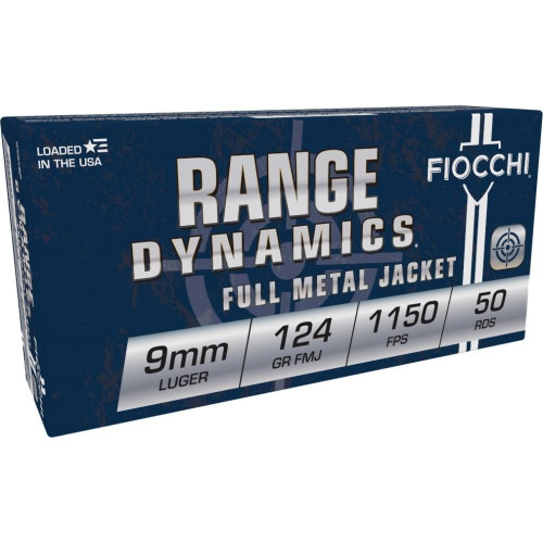 Fiocchi 9mm Ammo 124gr FMJ Ammunition - 50 Rounds