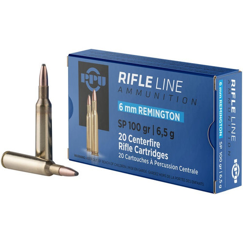 PPU 6 MM Rem Ammo 100gr SP Ammunition - 20 Rounds