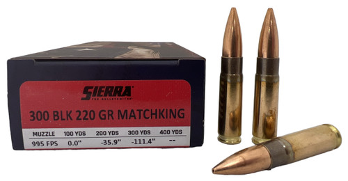 Sierra .300 AAC Blackout Ammo 220gr HPBT Ammunition - 20 Rounds