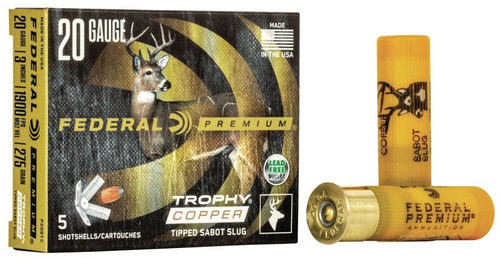 Federal 20 Gauge Ammo 275gr Sabot Slug Ammunition - 5 Rounds