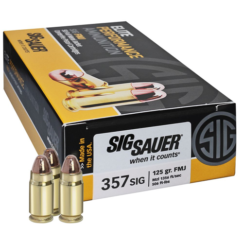 Sig Sauer 357 Magnum Ammo 125gr Full Metal Jacket Elite Ball Ammunition - 50 Rounds
