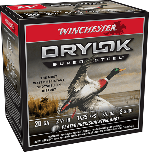 Winchester 20 Gauge Ammo 3/4 oz #2 Steel Ammunition - 25 Rounds