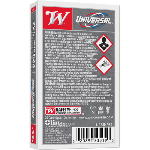 Winchester 223 Ammo 62gr Full Metal Jacket Ammunition - 20 Rounds Winchester 223 Ammo 62gr Full Metal Jacket Ammunition - 20 Rounds