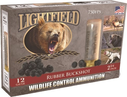 Lightfield 12 Gauge Ammo 2-3/4 oz Rubber Buckshot Ammunition - 5 Rounds