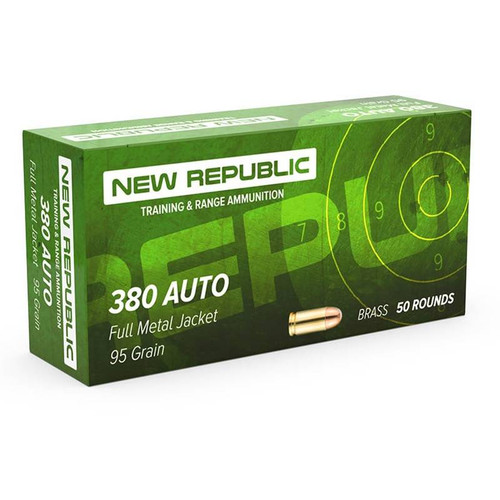 New Republic 380 Ammo 95gr Full Metal Jacket (FMJ) Ammunition - 50 Rounds