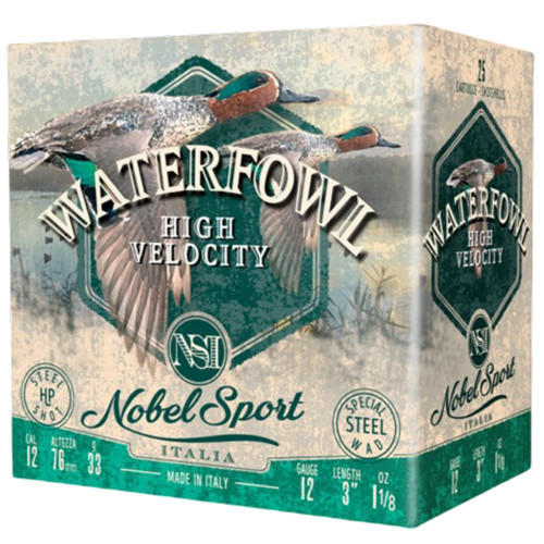 NobelSport 12 Gauge Ammo 1-1/8 oz Steel #4 Shot Ammunition - 25 Rounds