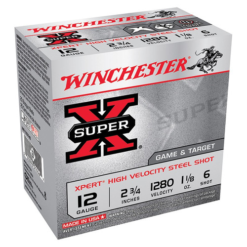 Winchester 12 Gauge Ammo 1-1/8 oz #6 Steel Shot Ammunition - 250 Rounds