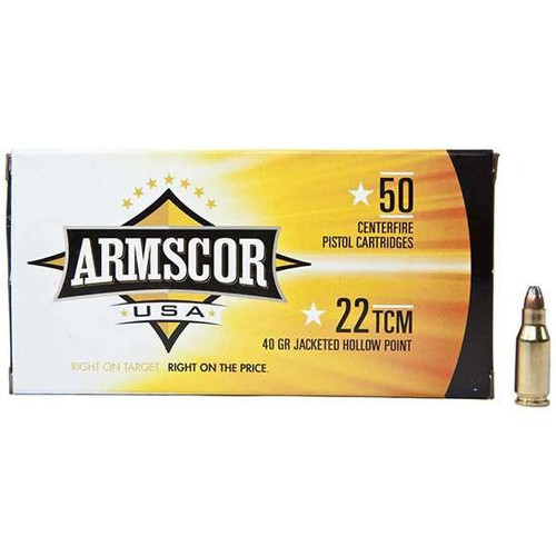 Armscor .22 TCM Ammo 40gr JHP Ammunition - 50 Rounds
