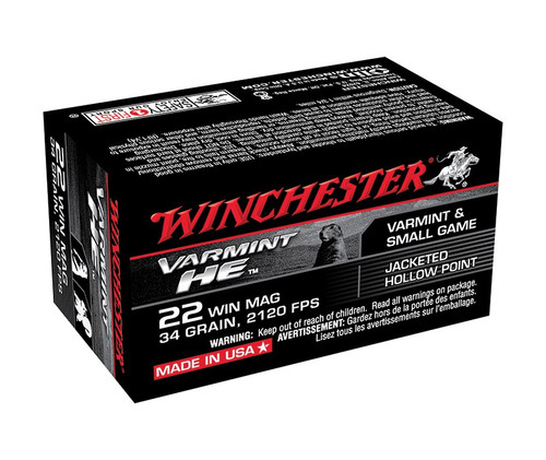 Winchester .22 Magnum Ammo 34gr JHP Ammunition - 50 Rounds