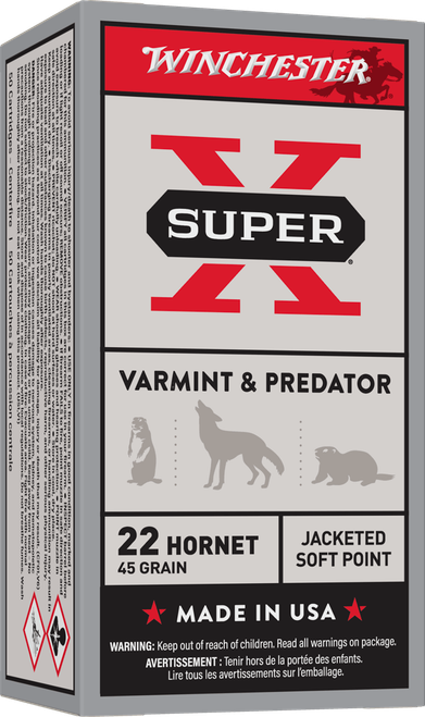 Winchester .22 Hornet Ammo 45gr JSP Ammunition - 50 Rounds