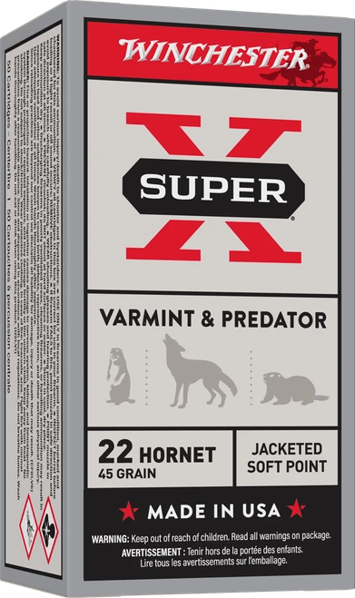 Winchester Super X 22 Hornet 45gr JSP Ammo - 50 Rounds