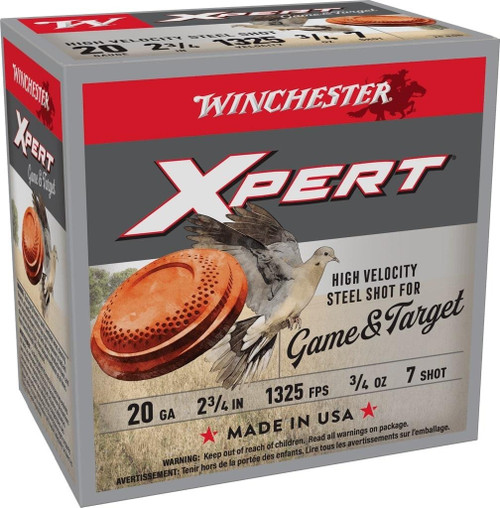 Winchester 20 Gauge Ammo 3/4 oz #7 Steel Ammunition - 25 Rounds