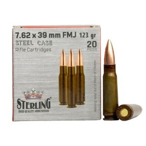 Sterling 7.62x39mm Ammo 123gr FMJ Ammunition - 20 Rounds