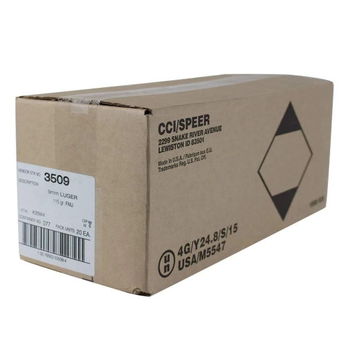 CCI 9mm Luger Ammo 115gr FMJ Ammunition - 1000 Rounds
