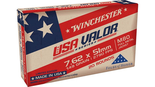 Winchester 7.62x51mm NATO Ammo 149gr FMJ Ammunition - 20 Rounds