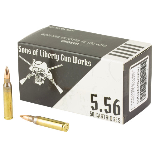 Sons of Liberty Gun Works 5.56x45mm Ammo 62gr FMJ Ammunition - 50 Rounds