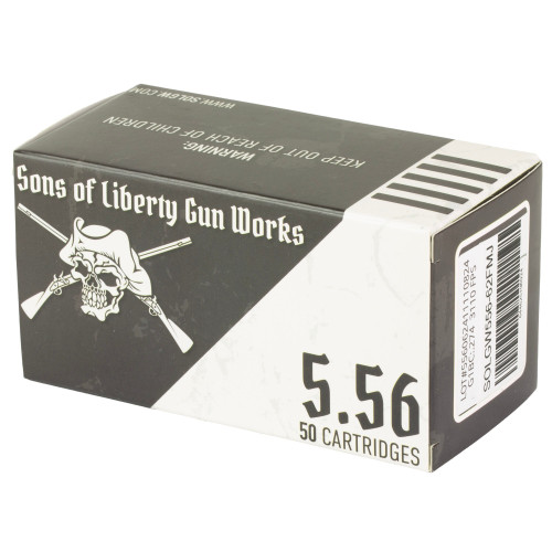 Sons of Liberty Gun Works 5.56x45mm Ammo 62gr FMJ Ammunition - 50 Rounds