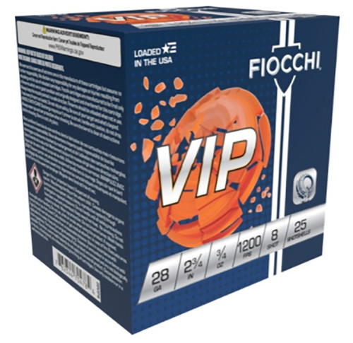 Fiocchi 28 Gauge Ammo 3/4 oz #8 Lead Shot Ammunition - 250 Rounds