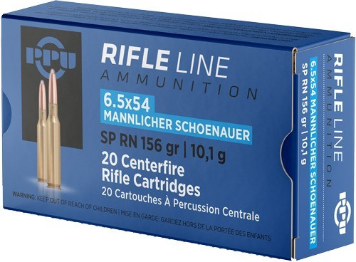 PPU 6.5x54mm Ammo 156gr SPRN Ammunition - 20 Rounds