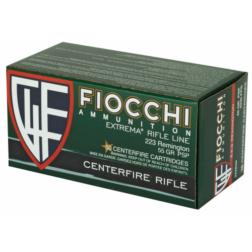 Fiocchi 223 Rem Ammo 55gr PSP Ammunition - 50 Rounds