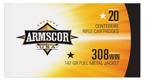 Armscor .308 Win Ammo 147gr FMJ Ammunition - 20 Rounds
