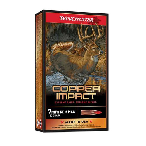 Winchester 7mm Remington Magnum Ammo 150gr Solid Copper Lead-Free Hunting Bullet With Polymer Tip Ammunition - 20 Rounds