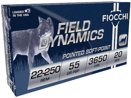 Fiocchi 22-250 Ammo 55gr PSP Ammunition - 20 Rounds