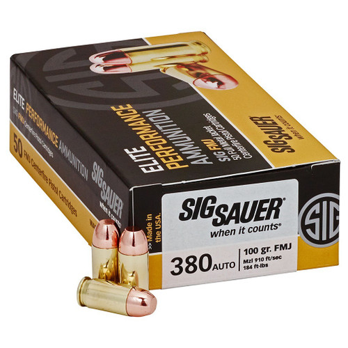 Sig Sauer .380 ACP Ammo 100gr FMJ Ammunition - 50 Rounds
