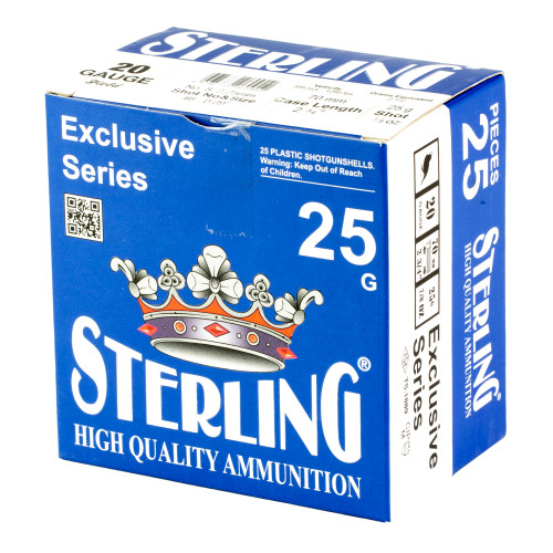 Sterling 20 Gauge Shotgun Ammunition 8.698779961E+12 2.75" #8 - 25 Shells
