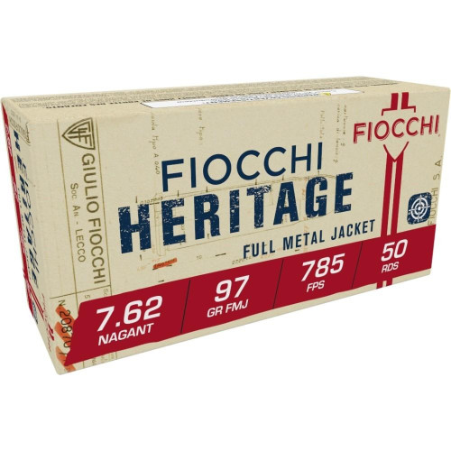 Fiocchi 7.62 Nagant Ammo 97gr FMJ Ammunition - 50 Rounds