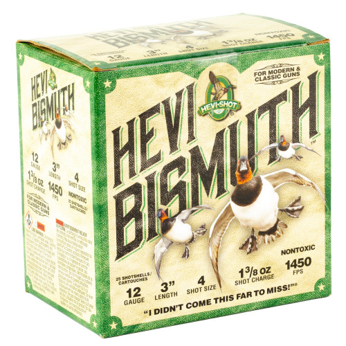 Hevi-Shot 12 Gauge Ammo 1-3/8 oz #4 Bismuth Ammunition - 25 Rounds