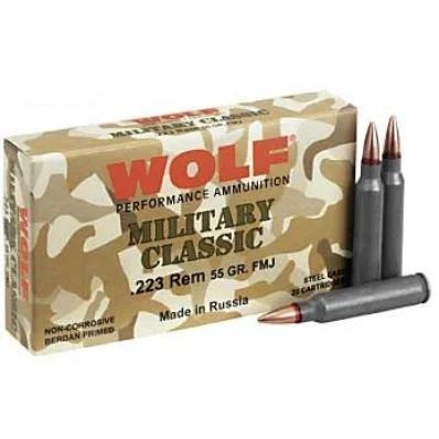 Wolf .223 Remington Ammo 55gr FMJ Ammunition - 500 Rounds