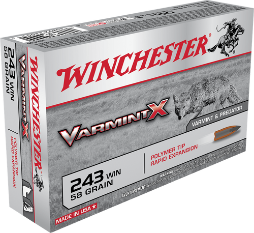 Winchester 243 Ammo 58gr Polymer Tip Rapid Expansion Ammunition - 20 Rounds