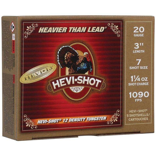 Hevi-Shot 20 Gauge Ammo 1-1/4 oz #7 Tungsten Ammunition - 5 Rounds