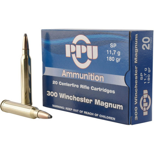 PPU .300 Winchester Magnum Ammo 180gr SP Ammunition - 20 Rounds